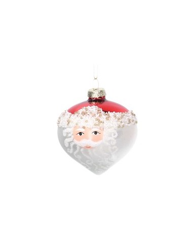 SFERA CIPOLLA VETRO 8CM BABBO NATALE BIANCO/ROSSO