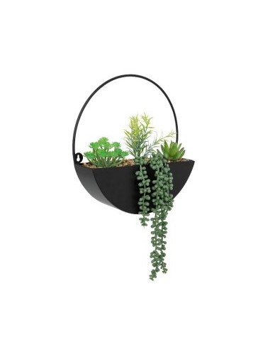 PIANTA PENSILE 204254 VASO METALLO 30X41CM NERO