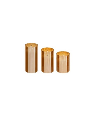 SET 3 CANDELE LED 204748A VETRO AMBRA