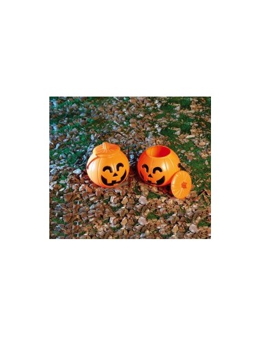 Zucca con Coperchio, 17 cm, Colore Arancio, Decorazione Halloween