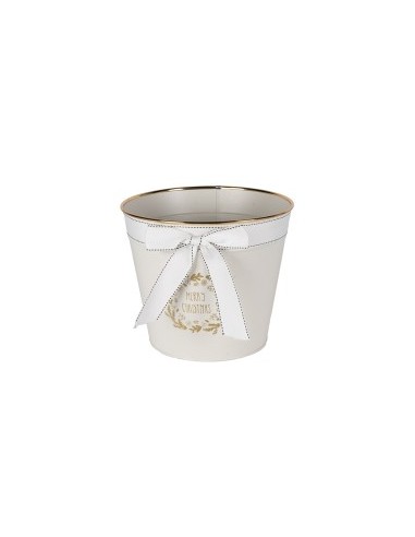 CACHEPOT 138355 METALLO 27X23CM FIOCCO BIANCO