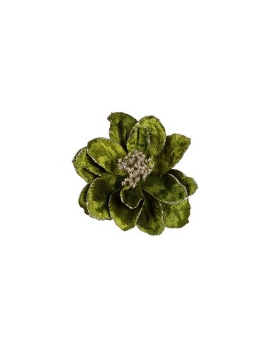 MAGNOLIA VERDE D22CM CON CLIP POLIESTERE