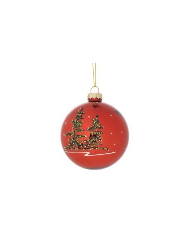 SFERA 139262 VETRO D8CM ROSSO DEC ALBERO