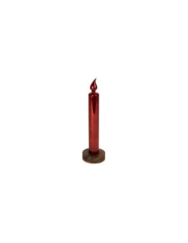 CANDELA LED 139656 ROSSA CON BASE VETRO H30CM