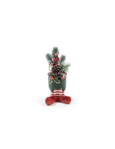 Piantina Natalizia 40804 in Vaso di Ceramica 10x19cm - La Magia di Natale a Casa Tua