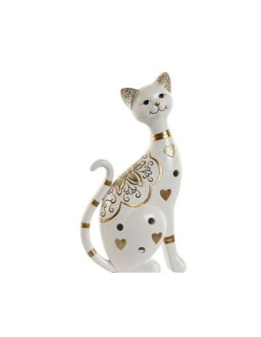 FIGURA GATTO FD212957 RESINA 16X8X30CM BIANCO