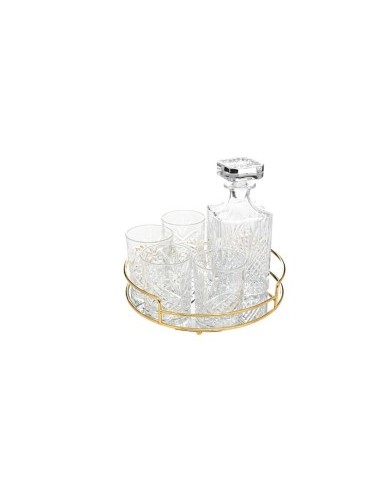 SET WHISKY 5PZ 203203 CON VASSOIO VETRO