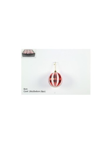 CONF 9 SFERE 937552 PLASTICA D8CM ROSSO/BIANCO