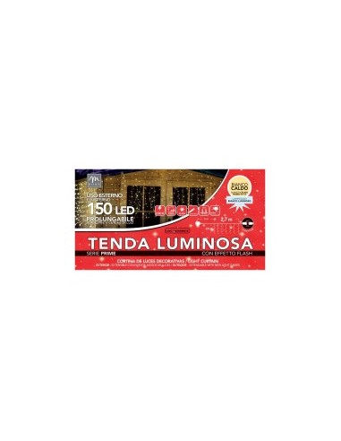 TENDA LUMINOSA 150LED BIANCO CALDO DA ESTERNO 0,9X2,7CM