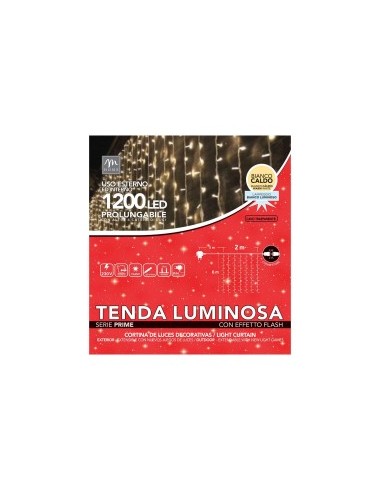 TENDA LUMINOSA 1200LED BIANCO CALDO DA ESTERNO 2X6MT