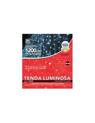 TENDA LUMINOSA 1200LED BIANCO FREDDO DA ESTERNO 2X6MT