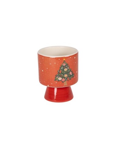 VASO 138622 CERAMICA ROSSO 12X15CM DECORO ALBERO