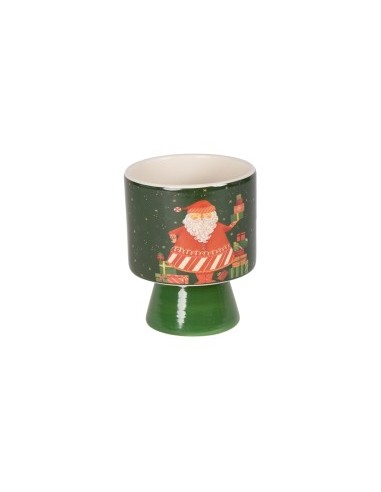 VASO 138620 CERAMICA VERDE 12X15CM DECORO BABBO NATALE