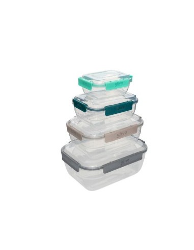 Set 4 contenitori in plastica, colori assortiti, 22,7x9,4x17,2 cm, leggeri e pratici