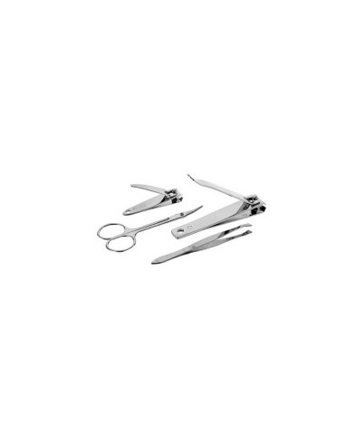 Set Manicure 4 Pezzi in Acciaio: Tagliaunghie, Forbici, Pinzetta, Pratico e Resistente