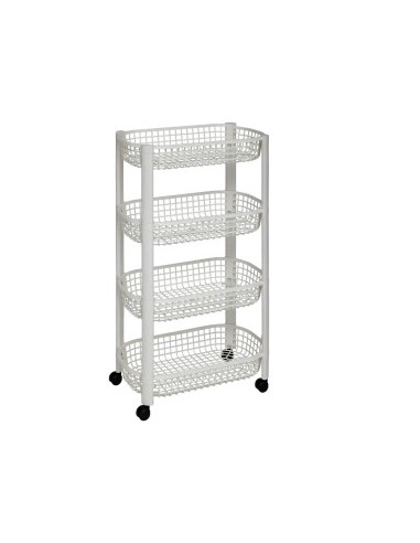 Carrello 4 Piani Bianco, Pratico e Compatto, Dimensioni 46,5 x 26 x 78,8 cm