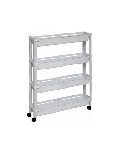 Carrello 4 Ripiani Bianco, Dimensioni 37,5x15x79 cm, con Ruote e Spazio Ottimizzato