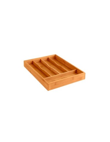 Vassoio Portaposate 5 Scomparti in Bambù 34x25x4,2 cm, Organizzatore Posate Cucina, Vassoio Bambù Sostenibile