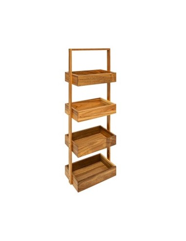 Scaffale Acacia 4 Livelli, 88x26,8x16 cm, Elegante e Funzionale per Ogni Ambiente