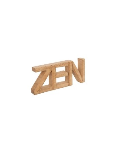 Scritta Zen in Legno 23x10 cm, Soprammobile Decorativo in Mango Beige