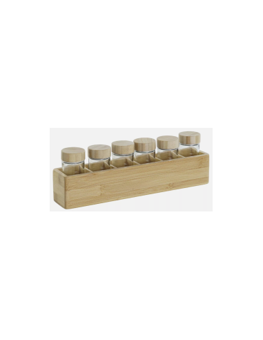 SET 6 PORTASPEZIE PC207674 CON SUPPORTO BAMBOO 32X6X6CM