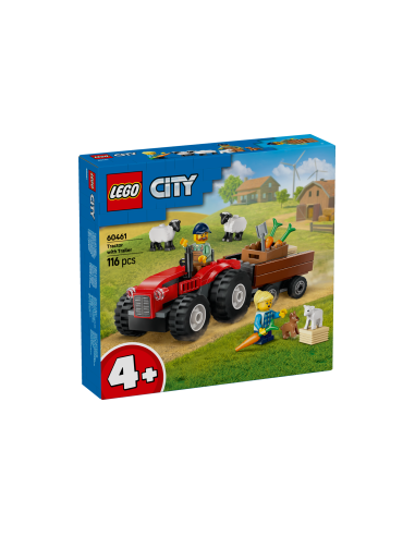 CITY 60461 TRATTORE AGRICOLO ROSSO CON RIMORCHIO E PECORE